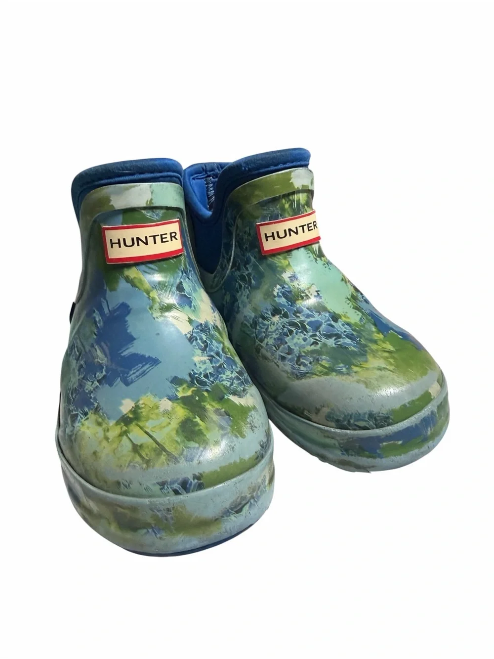 Hunter Kids Blue and Green Camo Short Rain Boots Toddler Size 8
